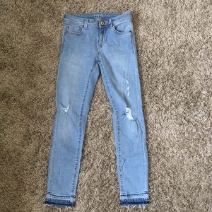 Zara skinny frayed bottom denim